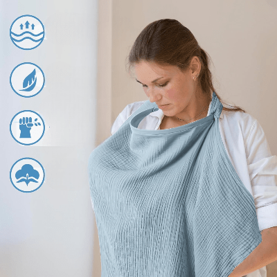 Cape d'allaitement - BreastfeedingCover™ - Bleu Ciel - Maman Voila